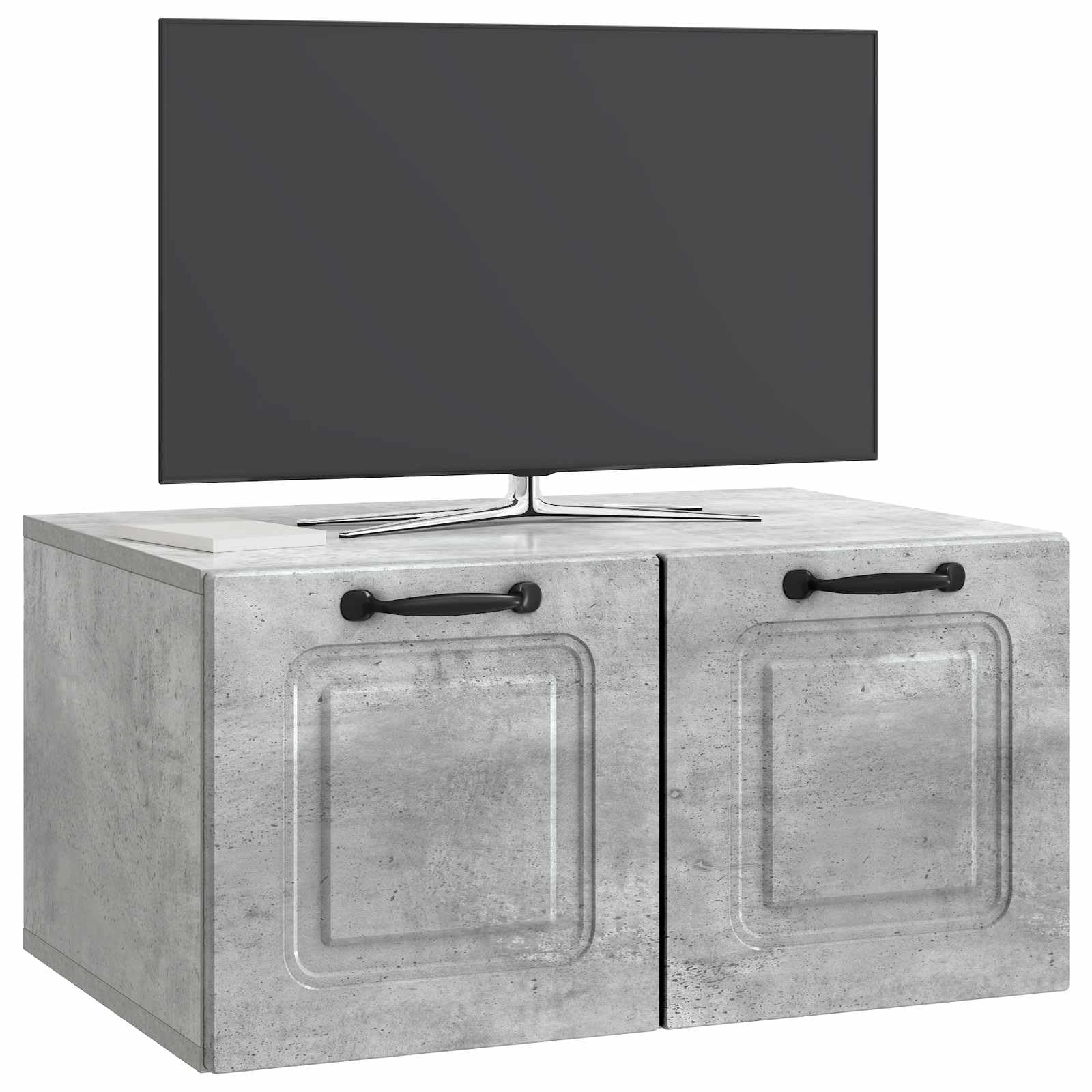 Wandmontierter TV-Schrank Betongrau 59,5 x 41 x 30 cm, Entertainment-Center mit Regalen und Fächern für Medienplayer und Konsolen, platzsparendes Design für Wohnzimmer, robuste