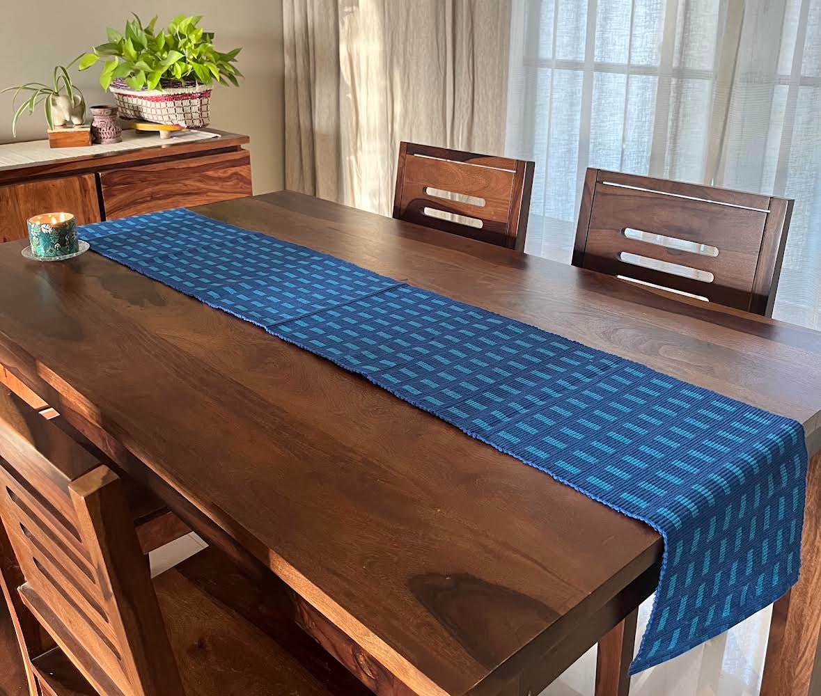Buy Rangbhar Handloom Ribbed Cotton Table Runner for Living/Dining Room