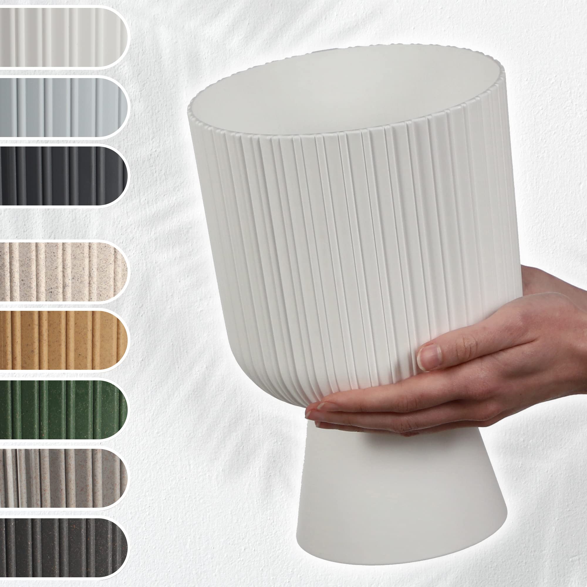 KADAX Macetero en forma de cáliz, maceta de plástico en 2 tamaños, maceta en 3 colores para balcón, terraza, alféizar de ventana, copa (18 cm, blanco)..