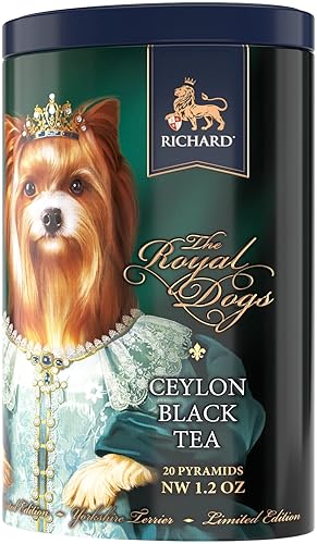 Miniatura 2 de Richard Royal Tea The Royal Dogs, 20 pirámides (0.06 oz cada una) Té negro de Ceilán, lata 1.20 oz (Yorkshire) Caja de regalo Rico Aroma Sabor