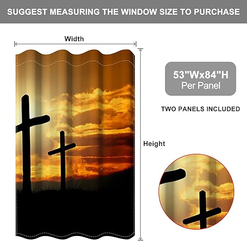Miniatura 2 de Baocicco Cortinas opacas con cruz de Cristo para dormitorio, sala de estar, Pascua, Jesús, anochecer, cortinas de cruz santa con ojales, santos