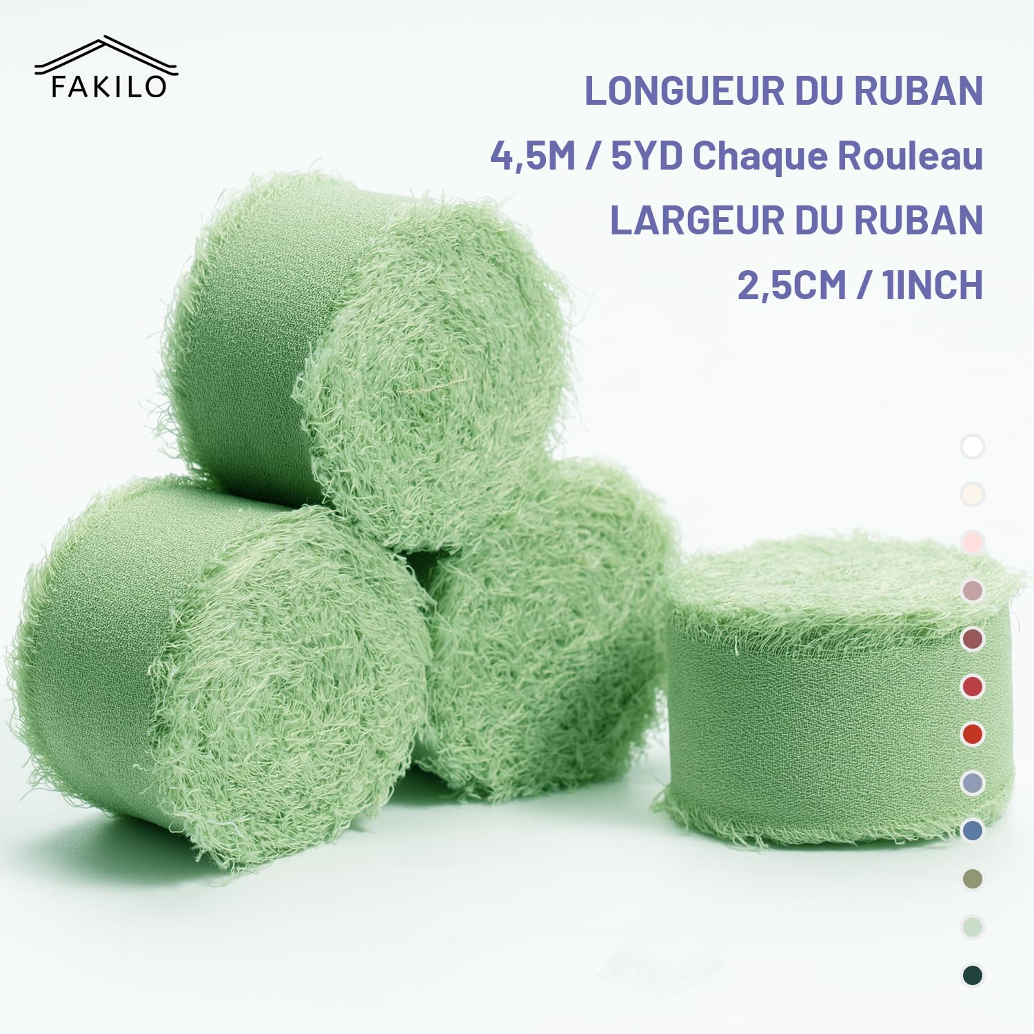 Nastro In Chiffon Verde 4cm X 5m - 4 Rotoli Per Regali, Matrimoni E Decorazioni - Foto 8