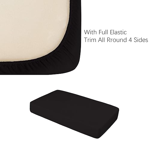 Miniatura 4 de NTBAY Sábana bajera ajustable de microfibra para cuna (28 x 52 pulgadas) y funda de almohada con cierre de sobre (14 x 20 pulgadas), color negro