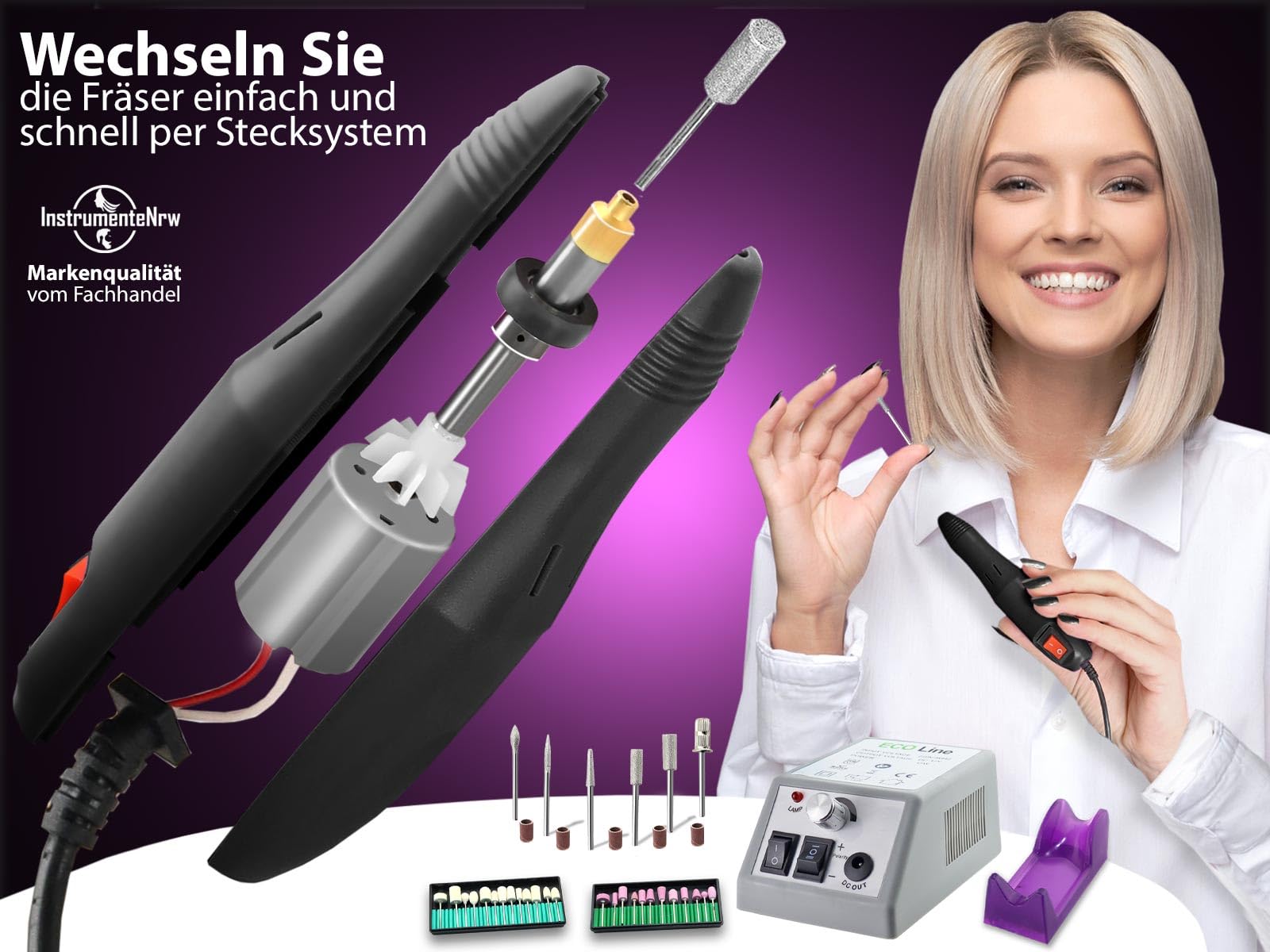 Fußpflege-Set Maniküre-Set Kombi-Gerät Elektrisches Fräser-Set Fußpflegegerät und Elektrische Nagelfeile mit Filzpolierer und keramischen Schleifkörper