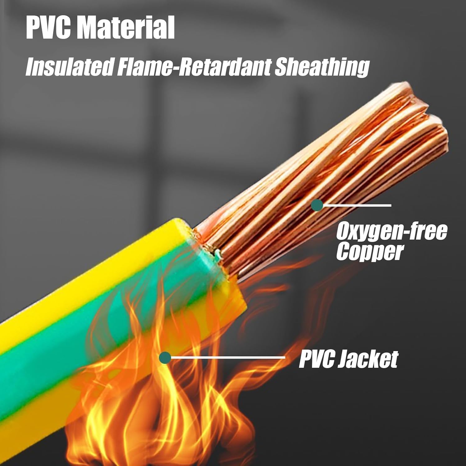 14/16/18/20 AWG Flexible Copper Grounding Wire, 12 Gauge Yellow-Green Flame-Retardant PVC Insulated Electrical Wire for Home Wiring & Solar PV Systems(30ft,14AWG)