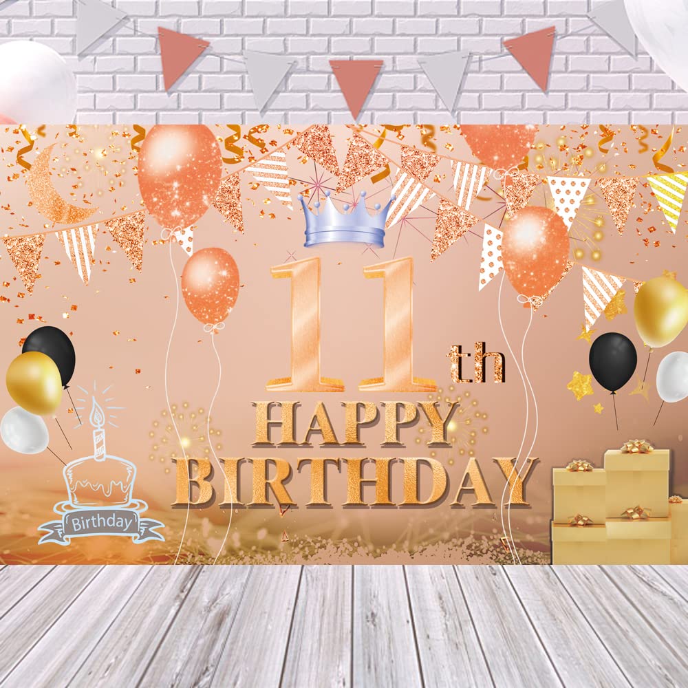 palloncini 11 anni compleanno ragazzo ragazza decorazioni, 23 pezzi Neri oro lattice palloncini, ghirlanda 11 anni compleanno decorazioni festa per