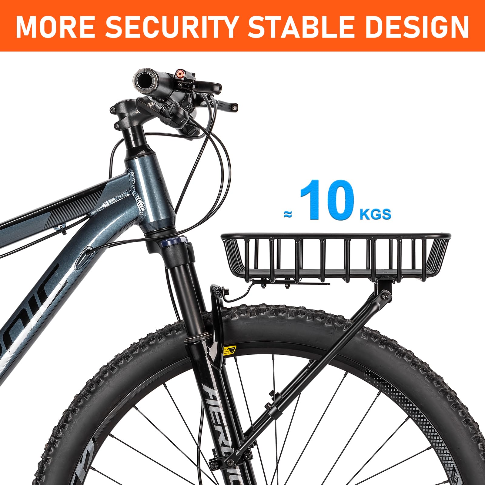CXWXC Panier de vélo – Grand panier de vélo avant avec entretoises – Panier de vélo en aluminium à montage frontal de grande capacité