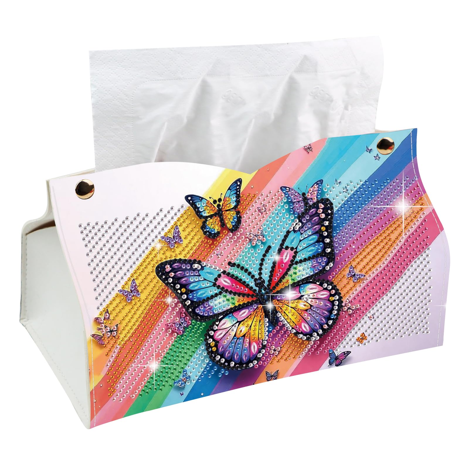 POETRYDRAW Diamond Art Tissue Box Cover DIY PU Craft Kit (Rainbow