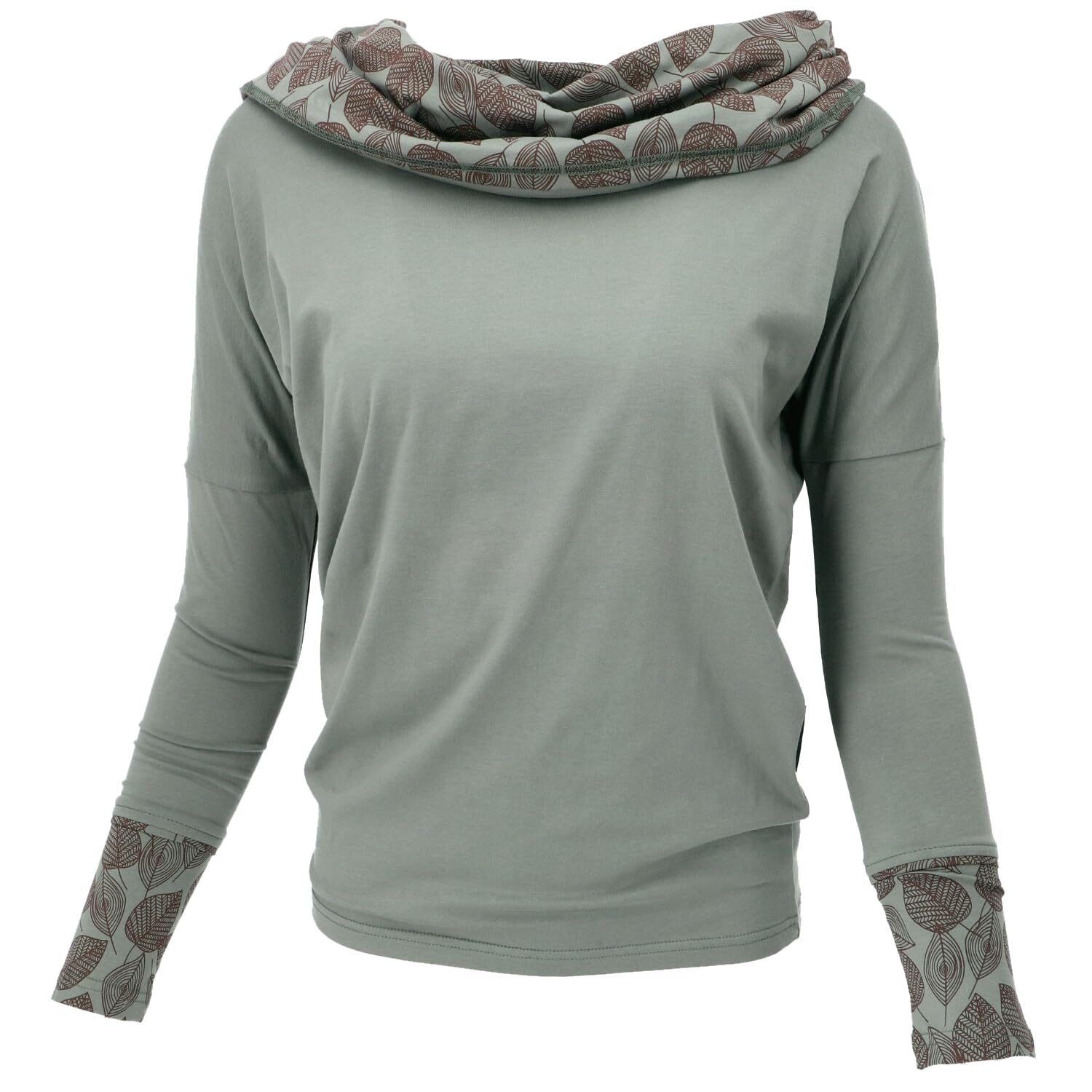 GURU SHOP Lockeres Longshirt aus Bio-Baumwolle, Schalkapuze, Caramel