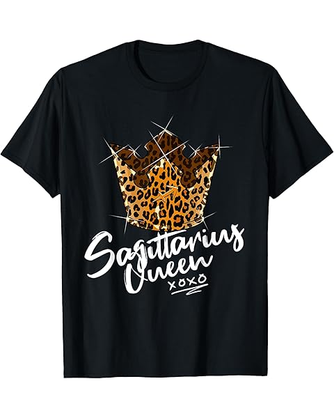 Leopard Sagittarius Queen Zodiac Sign Leopard Pattern Crown T-Shirt