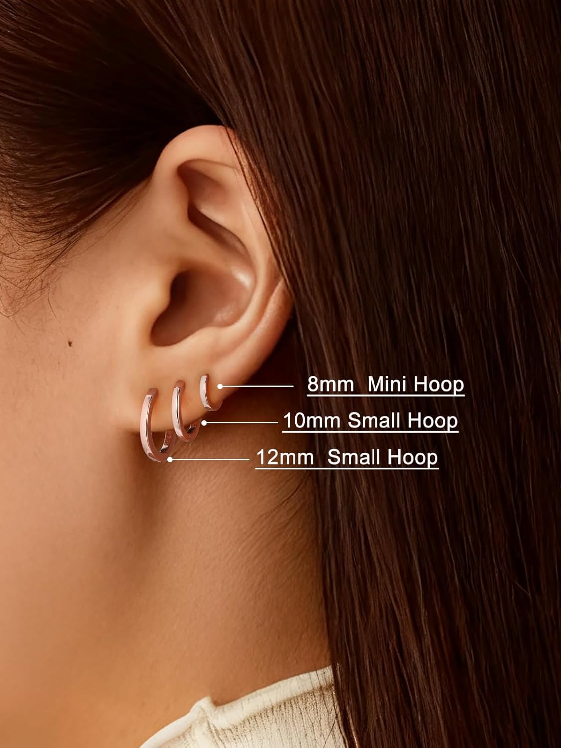 SILVERCUTE 925 Sterling Silver Huggie Hoop Earrings for Women,Hypoallergenic Small Hoop Earrings Lightweight Silver/14K Gold Hoops Cartilage Earrings for Women,8/10/12mm