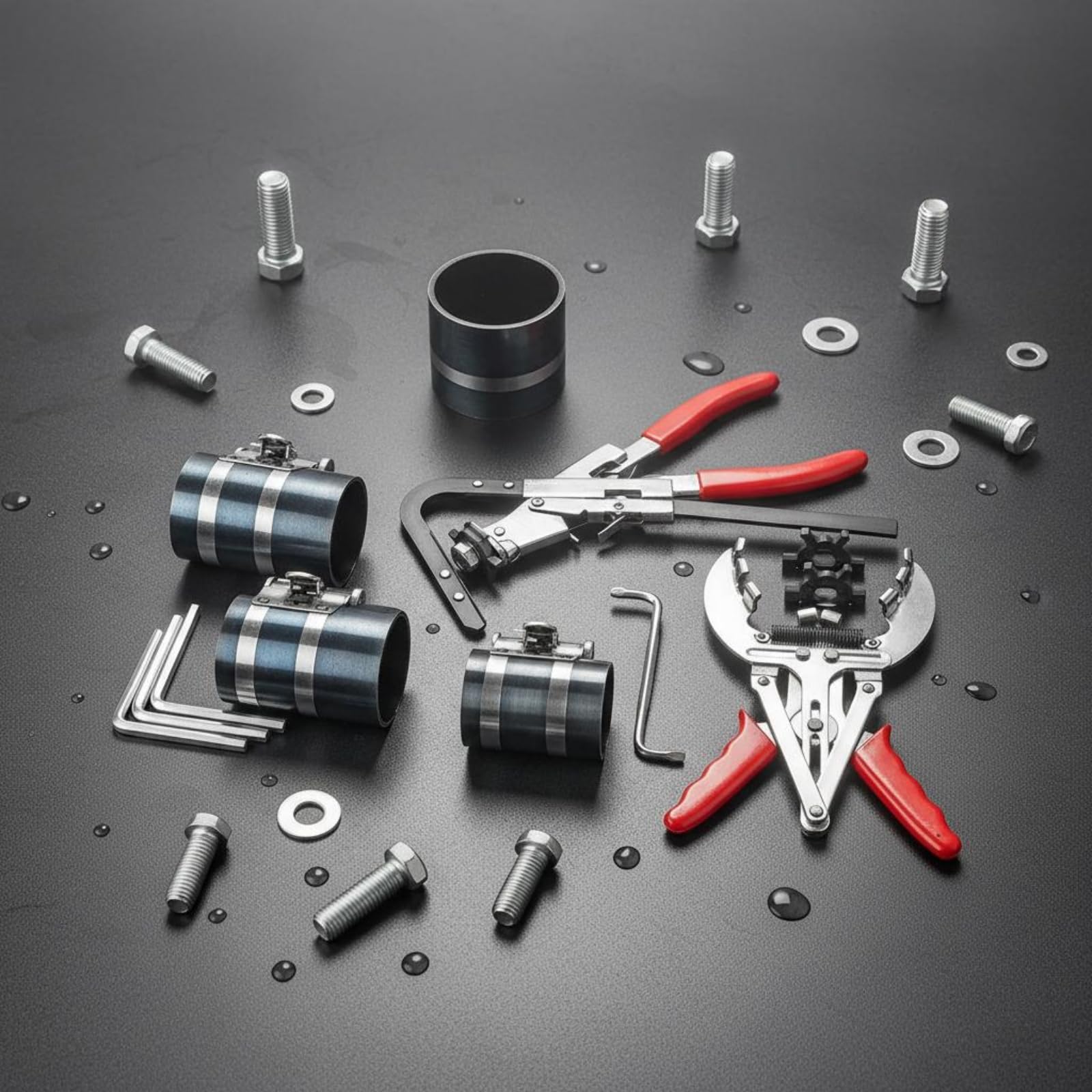Pinza Compressore Pistone Multiuso Compressore Fasce Elastiche Motore Facile da Usare Pinza Fasce Elastiche per Autoriparatori, Officina Auto, Garage