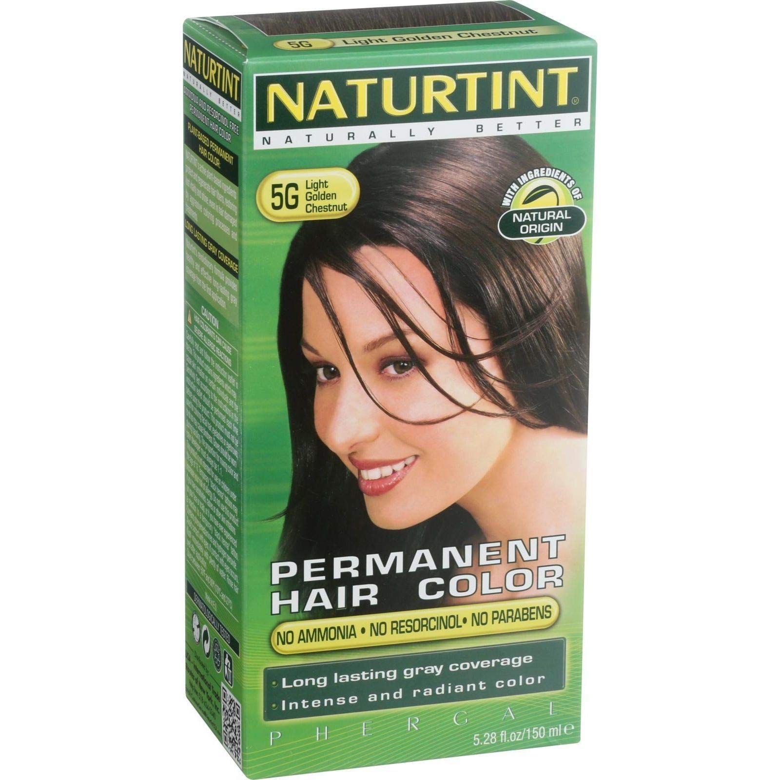 Naturtint Permanent Hair Colorant with Active Vegetable Ingredients, 5G Light Golden Chestnut, 5,45 fl oz 155 ml, From Naturtint