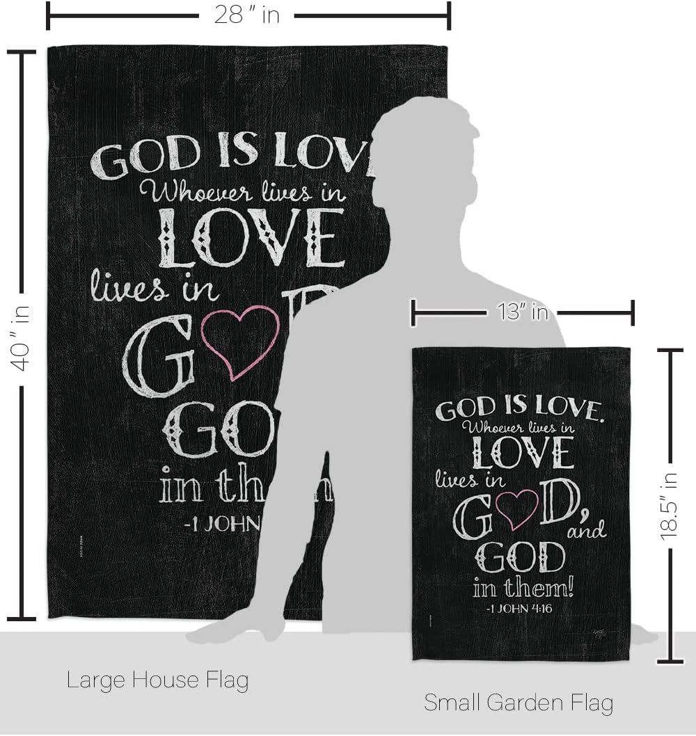 Breeze Decor God is Love Garden House Flag Set Religious Bible Verses Bless Faith Thank Hope Pray Christian Religion Decoration Banner Small Yard Gift Double-Sided, Made in USA