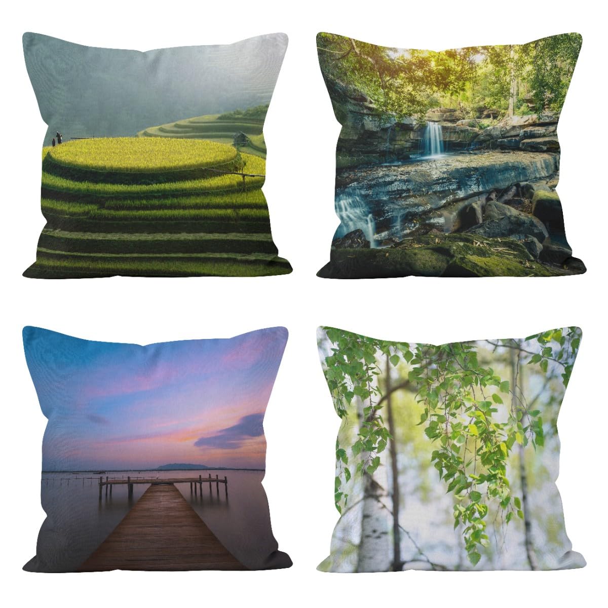 Housse de coussin salon nature CEVAN 50x50 en lin pour canapé chaleureux