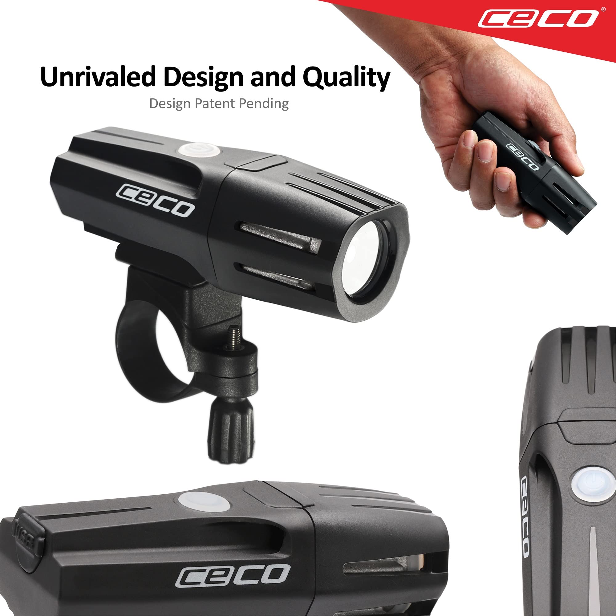 CECO -USA: 1.200 lumen USB ricaricabile luce bici – Resistente e durevole IP67 impermeabile e FL-1 resistente agli urti – Faro per bicicletta modello F1200 super luminoso – per pendolari, ciclisti su