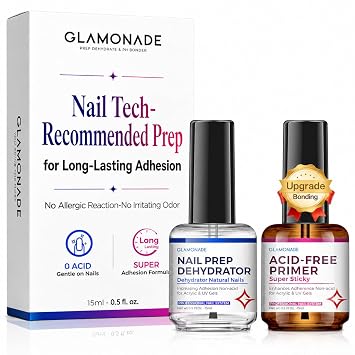 Glamonade Nail Prep Dehydrator and Primer Acid Free Super Bond for Acrylic/Gel Polish/Builder/Polygel/UV Glue - 30+ days Long-Lasting Adhesion Professional Hema-Free Nail Supplies