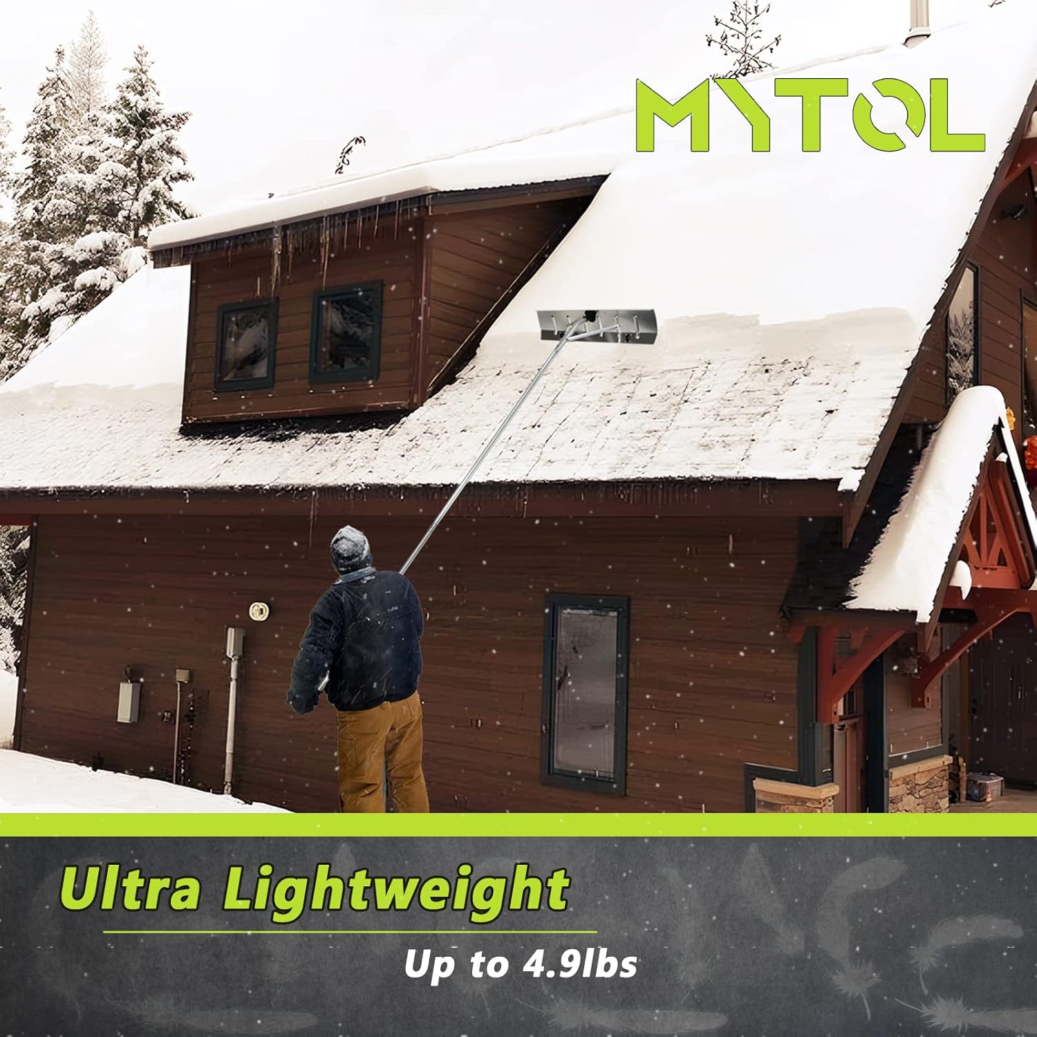 review MYTOL 20.5ft Aluminum Snow Roof Rake, Telescoping Snow Rake for Roof with 26 Inch Blade, Scratch-Free, Extension Tubes & Anti-Skid Handle, Lightweight Roof Snow Rake for Snow, Leaves, Debris Removal
