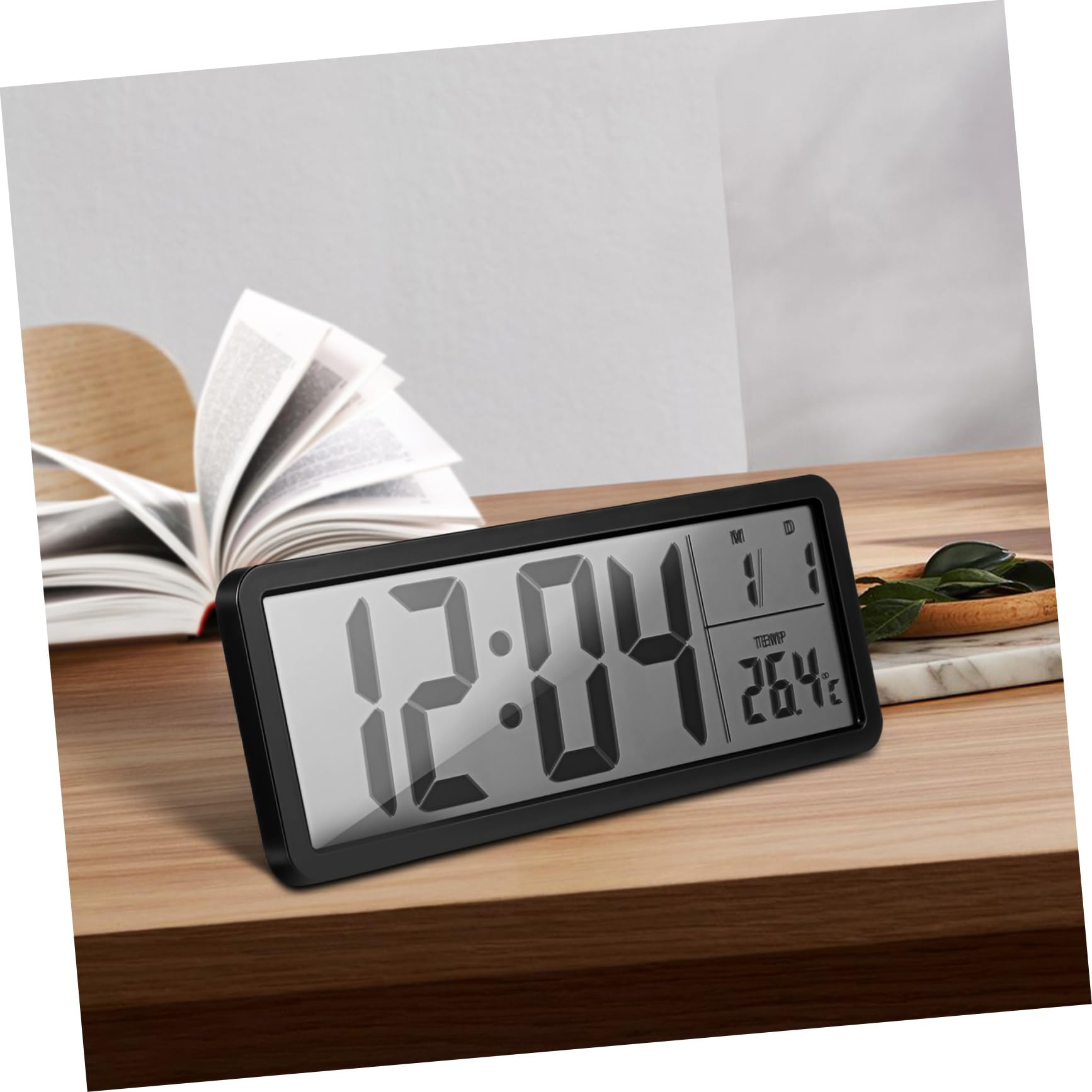 Zerodeko Reloj Digital de Pared con Pantalla LED Fecha y Temperatura Sin Batería Diseño Moderno para Dormitorio Oficina y Hogar Monitor de Integrado