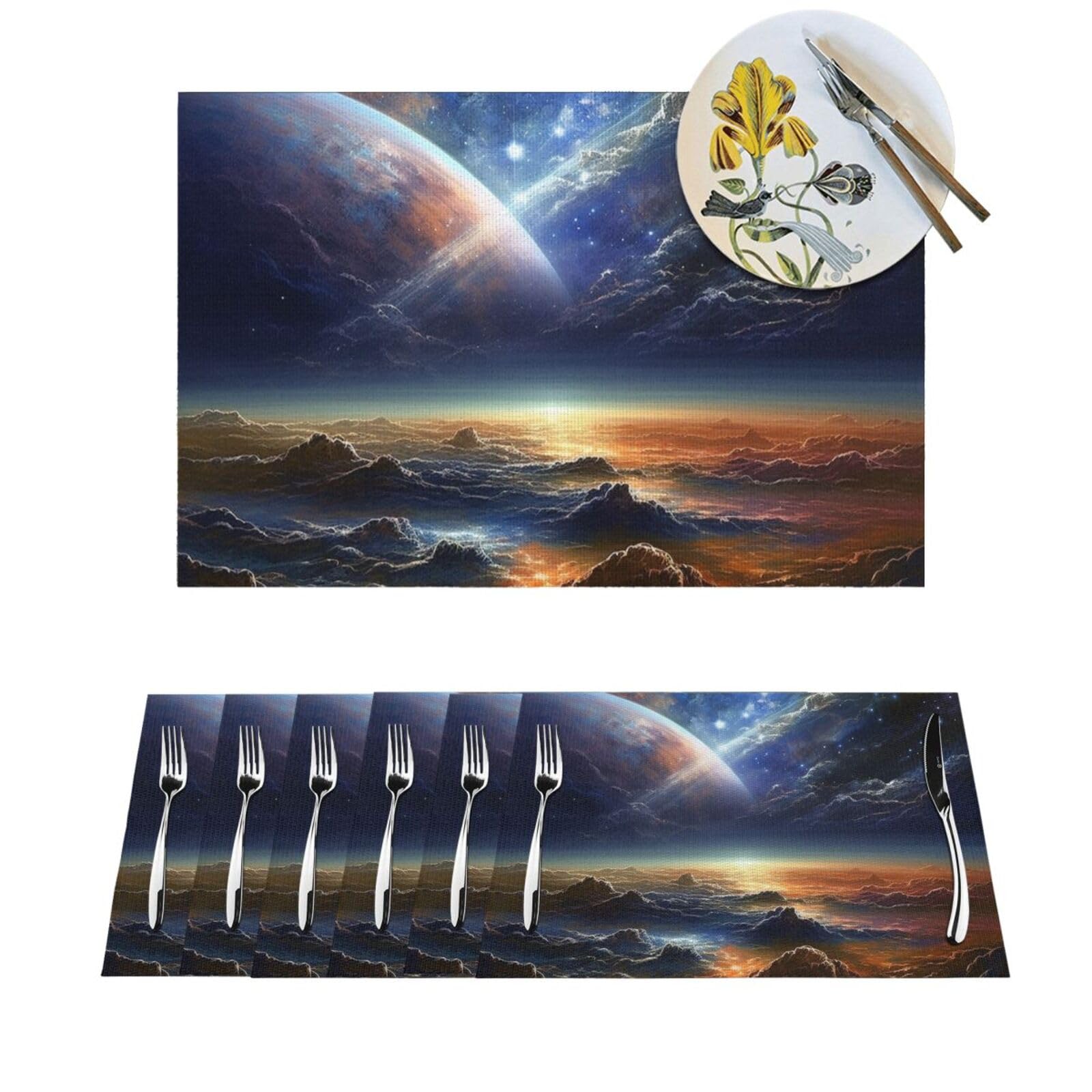 Sets de table pour mariage et fêtes de fin d'année, décoration de table lavable en PVC lot de 6