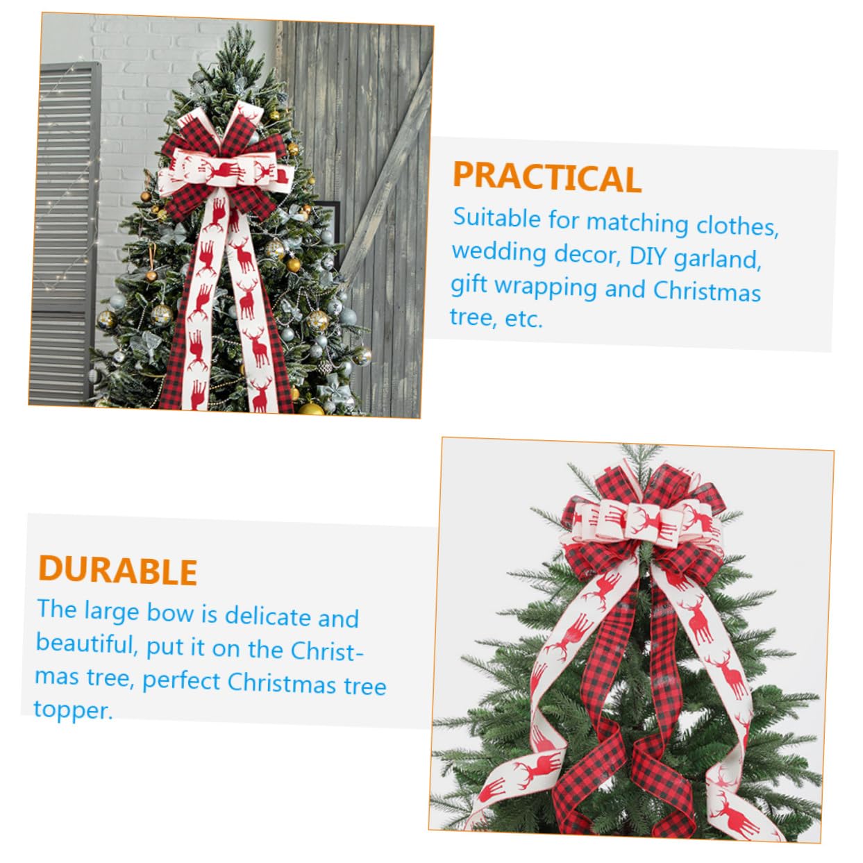 Cabilock 3st Weihnachtsbaumschleife Schaufenster-schleifenknoten Schleifen Für Kränze Weihnachts-DIY-Ornament-Accessoire Weihnachtsdekorativer Bogen Weihnachts-Topper-Schleife Kranzbögen
