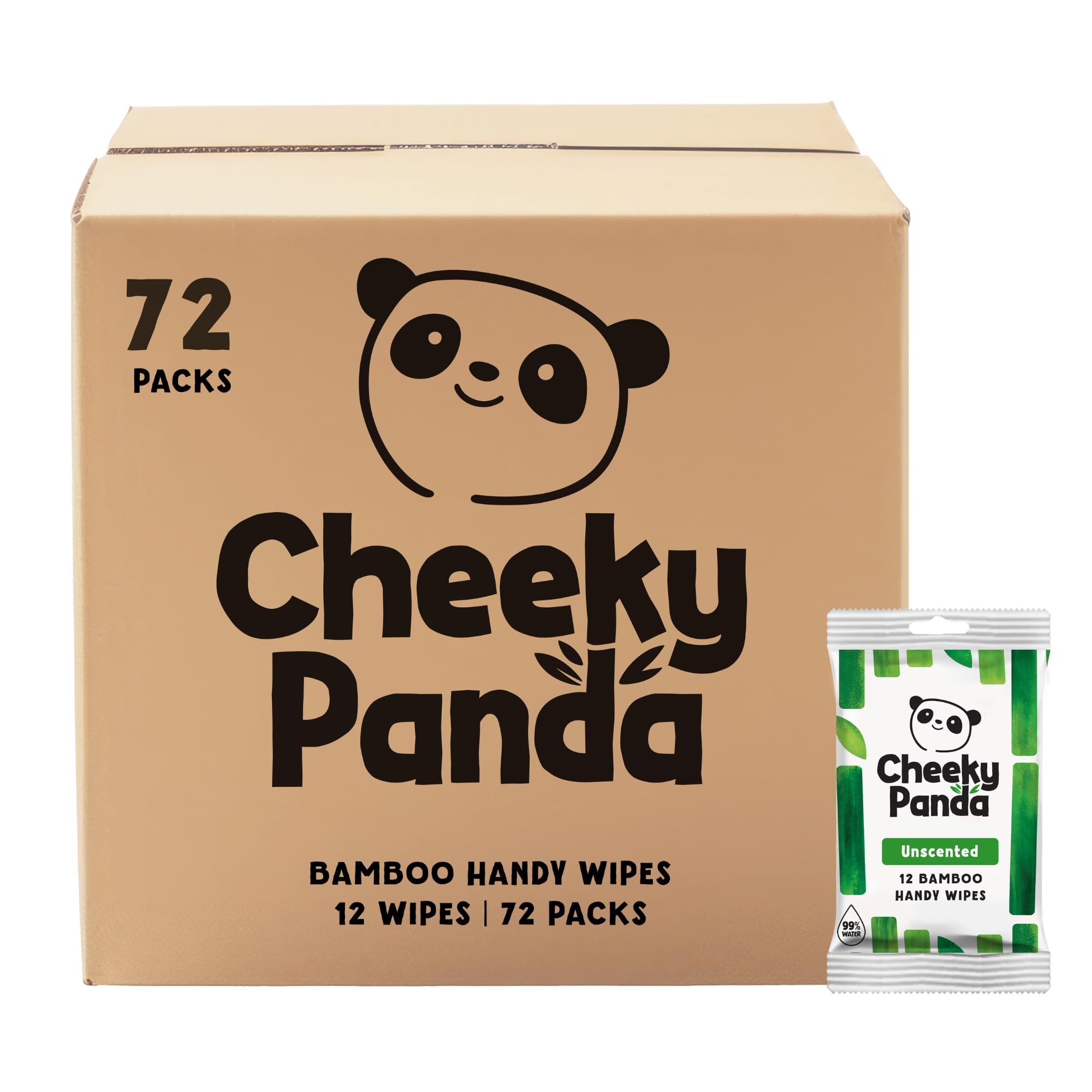 The Cheeky Panda Salviette Umidificate in Bambù Da Viaggio Vegano | 12 Pezzi (Scatola di 72 confezioni) | Salviette Igienizzanti Mani | Alternativa Ecologica