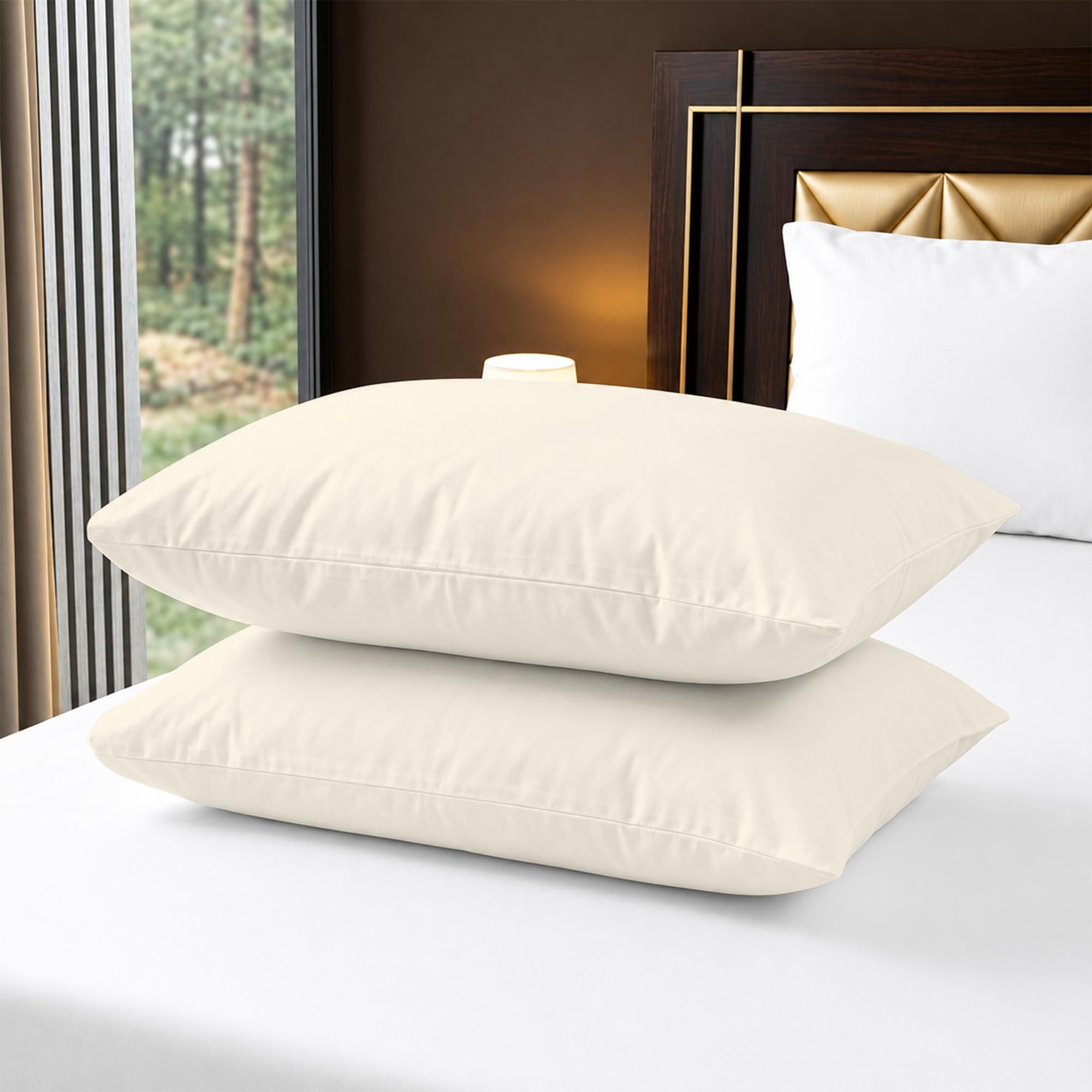 Reliancebedding Cream Housewife Pillowcases 2 Pack – 100% Egyptian Cotton 400Tc Ultra Soft