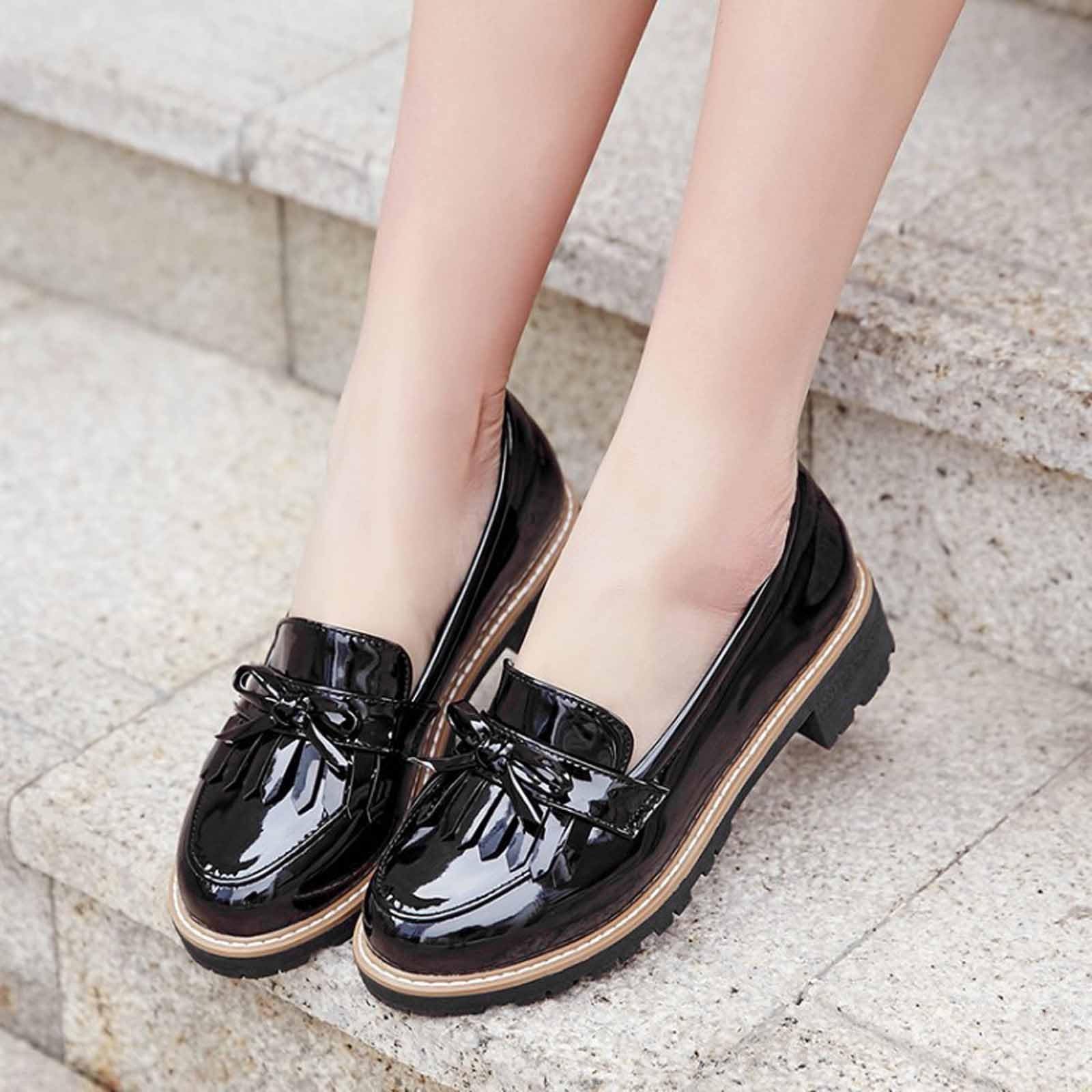 Zapatillas genéricas informales, cómodas mocasines de piel con diseño de borlas de lazo para el día a día