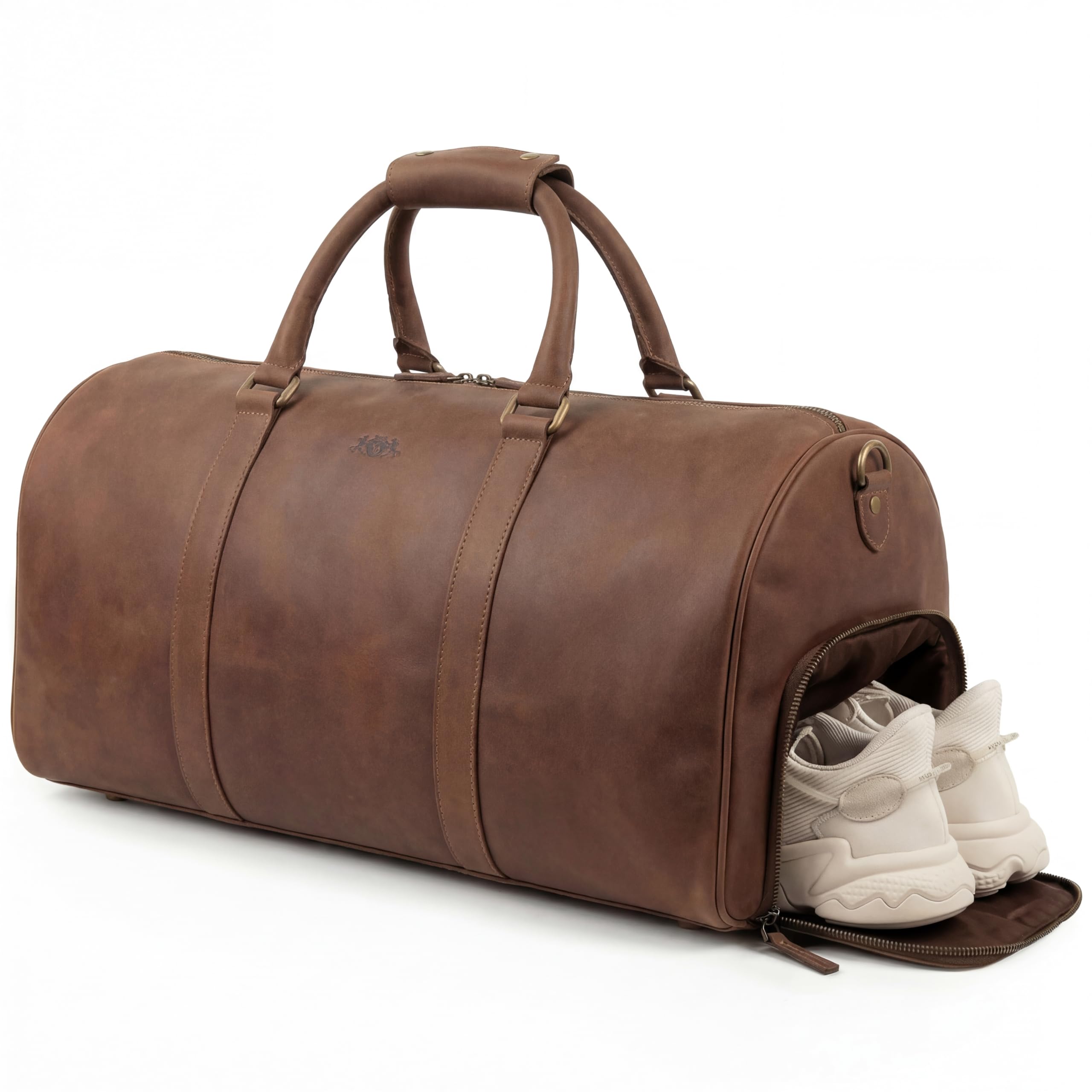 SID & VAIN große Weekender echt Leder Sporttasche Hank 55 cm XL Reisetasche Handgepäck Herrentasche mit Schultergurt Ledertasche Herren braun handgefertigt