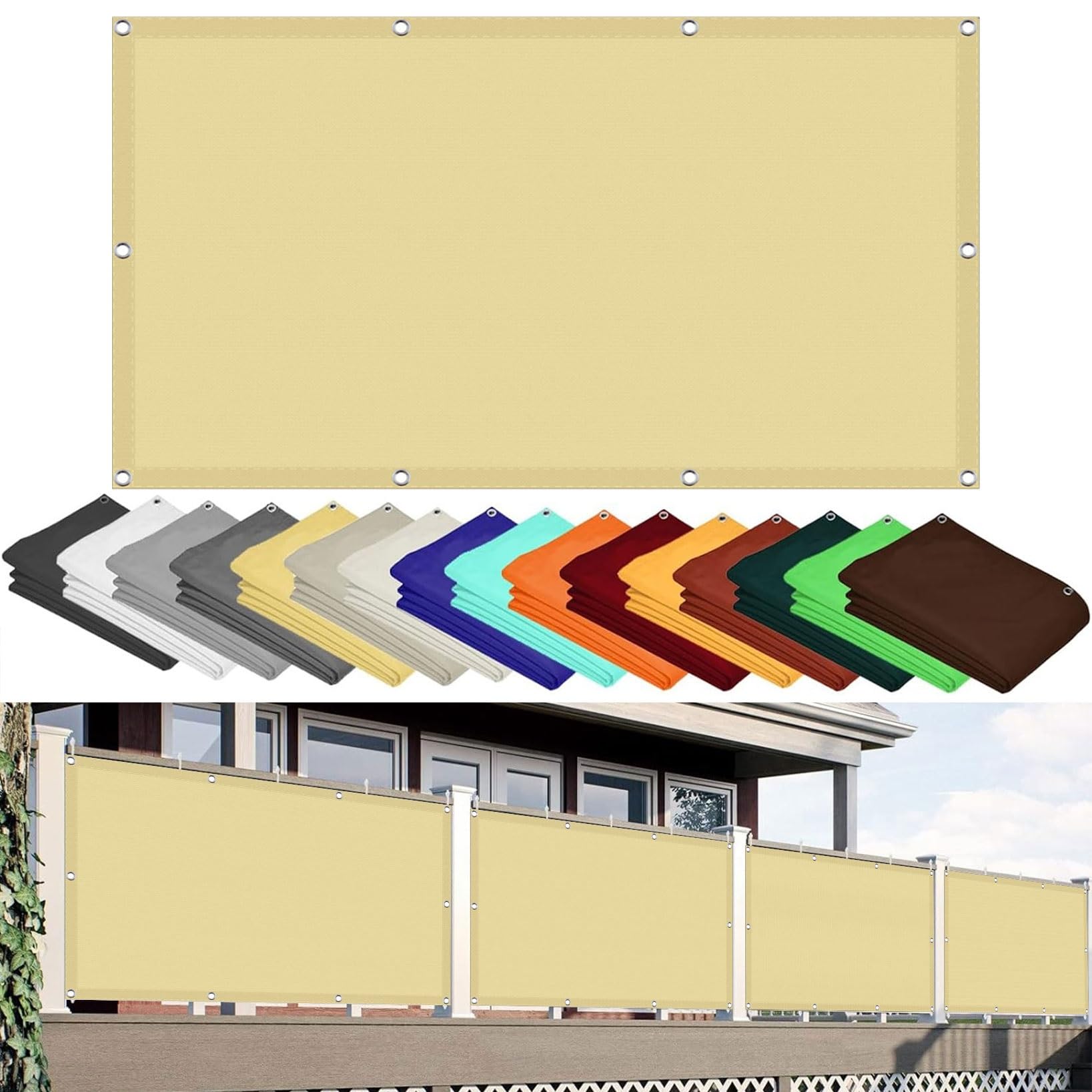 Voile d'ombrage imperméable crème pour aménager votre balcon