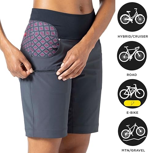 Vista 4 de Terry Vista Bike Short Womens 2 Piece Set 10 Inch Inseam Mountain Bike Short Removeable Padded Cycling Brief