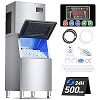 Vista 10 de Máquina comercial para hacer hielo de 780 libras/24 horas con contenedor de almacenamiento de 650 libras, 234 cubitos de hielo listos en 8-12