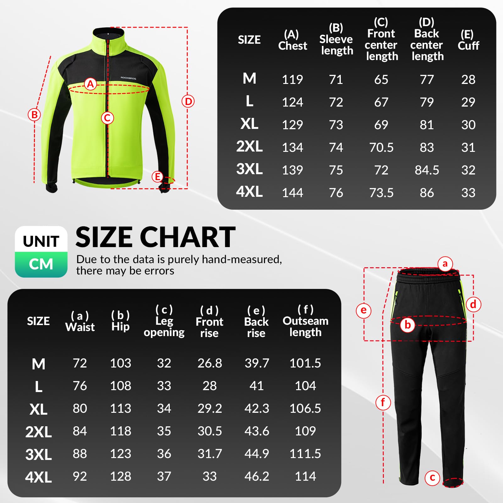 ROCKBROS Chaqueta y Pantalones Largos para Hombre Mujeres Ropa Térmica de Invierno Maillot Antiviento para Deportes al Aire Libre, Ciclismo, Montañismo y Senderismo