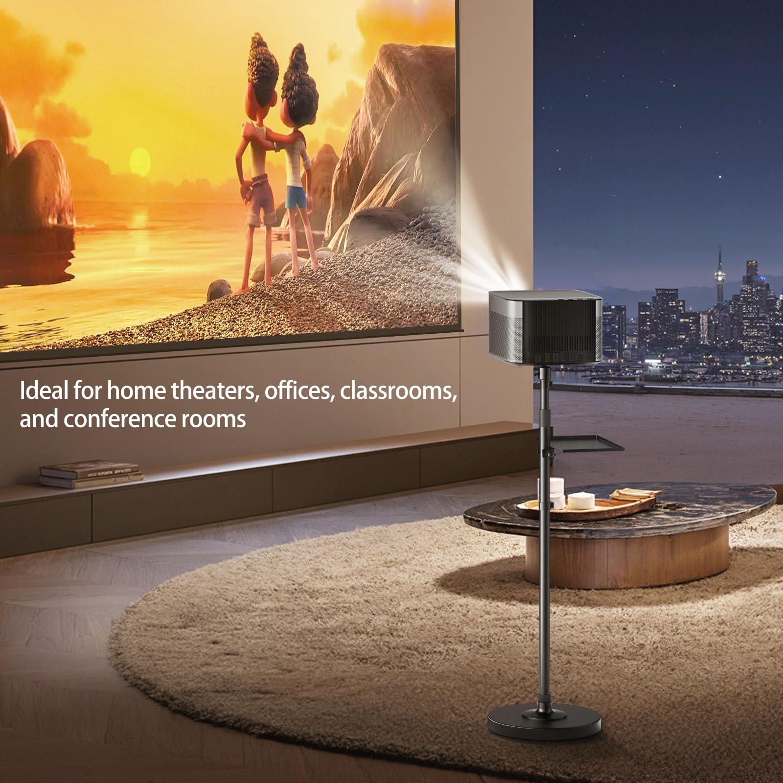 Projector Stand with 360° Swivel & Height Adjustment - Mini Projector Mount, Floor Mount, 1/4