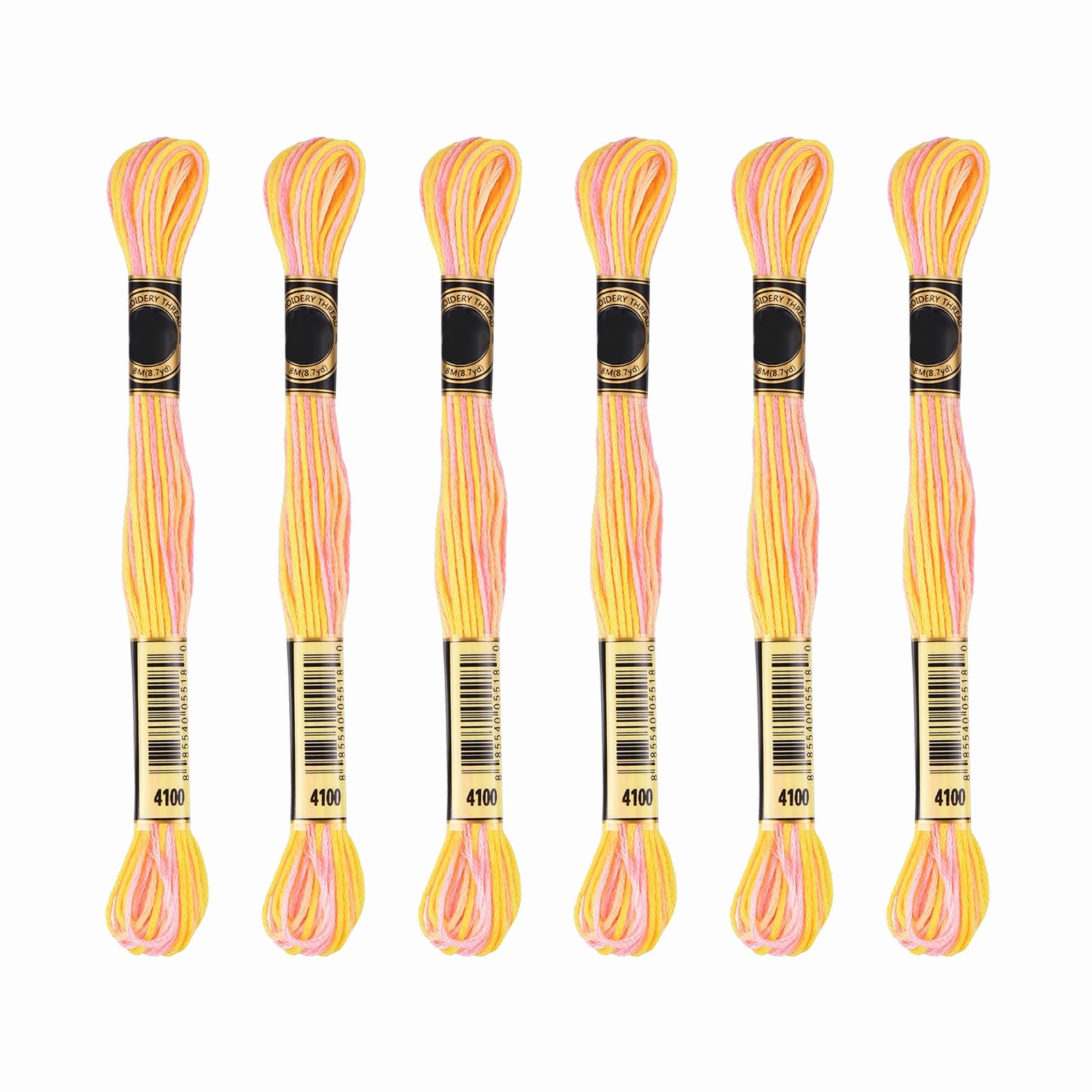 PATIKIL 6 Skeins Embroidery Floss, Gradient Colors Polyester Embroidery Threads Bracelets String for Cross-Stitch Hand Embroidery, Light Orange