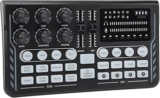 Professional Audio Mixer, Compact Sound Board Mixing Console, 8 Effects Voice Changer, Bluetooth 5.0, Stereo DJ Mixers for Recording Live Streaming Podcasting