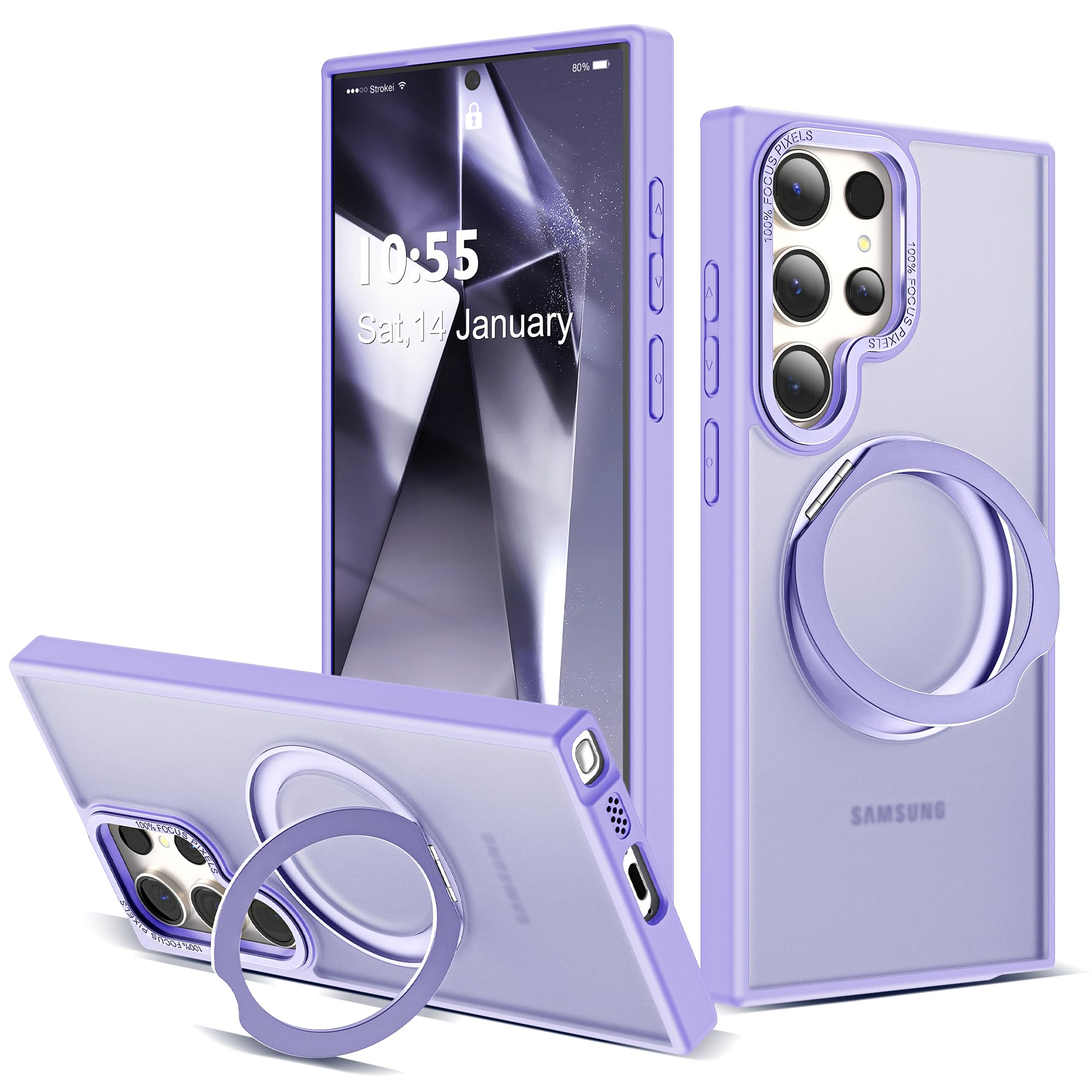 for Samsung Galaxy S24 Ultra Case with 360° Spin Stand,Purple