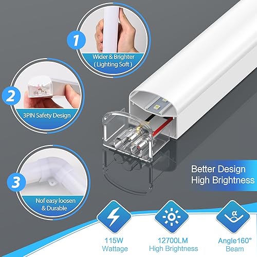 Miniatura 2 de Luz LED hexagonal para garaje - Luz para detallado automotriz de 12 700 lm, luces de techo y pared para decoración modular, ideal para taller