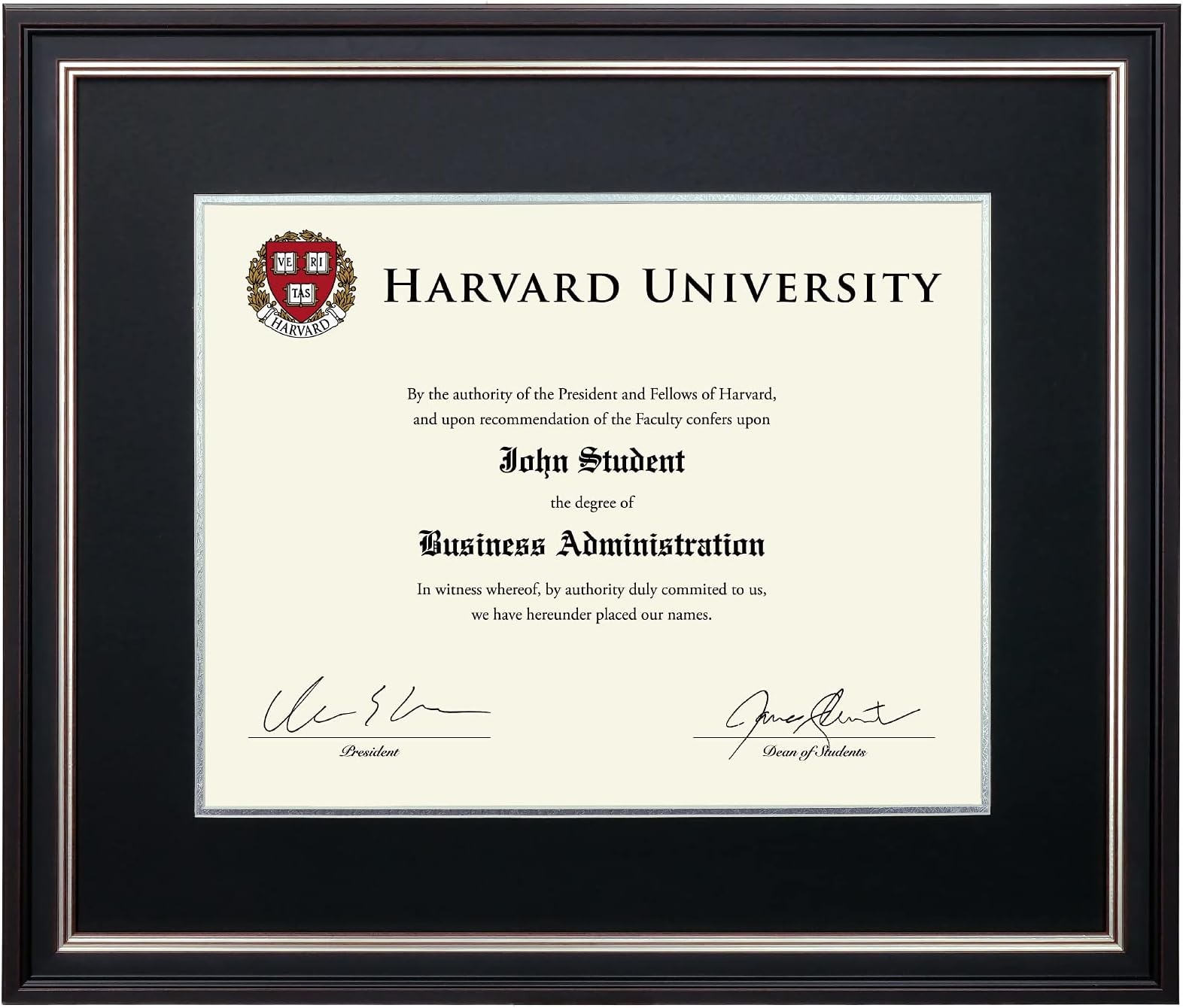 Photo Document Frame: 11" x 14" with Double Mat Graduation Diploma Certificate Holder Wall Frame (Black/Silver/Red)