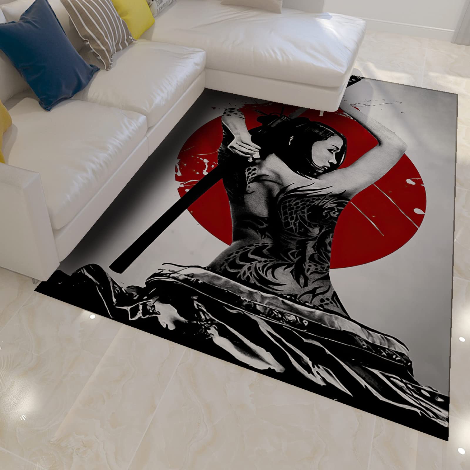 Japoński dywanik samurajski tradycyjny styl wystrój domu dywan łatwy do czyszczenia dywan trwały dywan do jadalni do sypialni salonu biura 80 x 150 cm