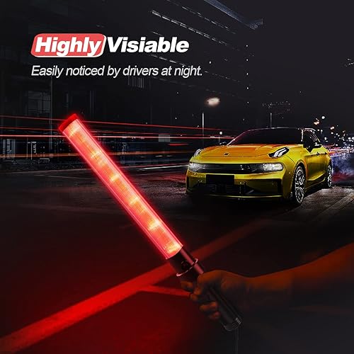 Miniatura 2 de Paquete de 1 varita de tráfico, bastón de control de tráfico de 21 pulgadas, varitas de luz de seguridad nocturna con 3 modos intermitentes, varita