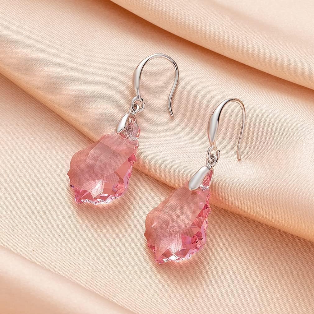 Austrian Crystal Baroque Teardrop Dangle Hook Earrings for Women 14K Gold Plated Drop Earring Hypoallergenic Jewelry - Image 5