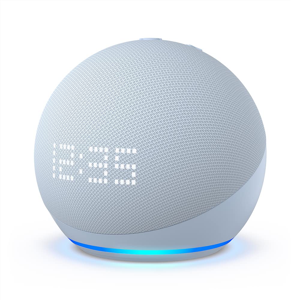 Like-New Echo Dot (5th Gen, 2022 release) with clock | Smart speaker with clock and Alexa | Cloud Blue