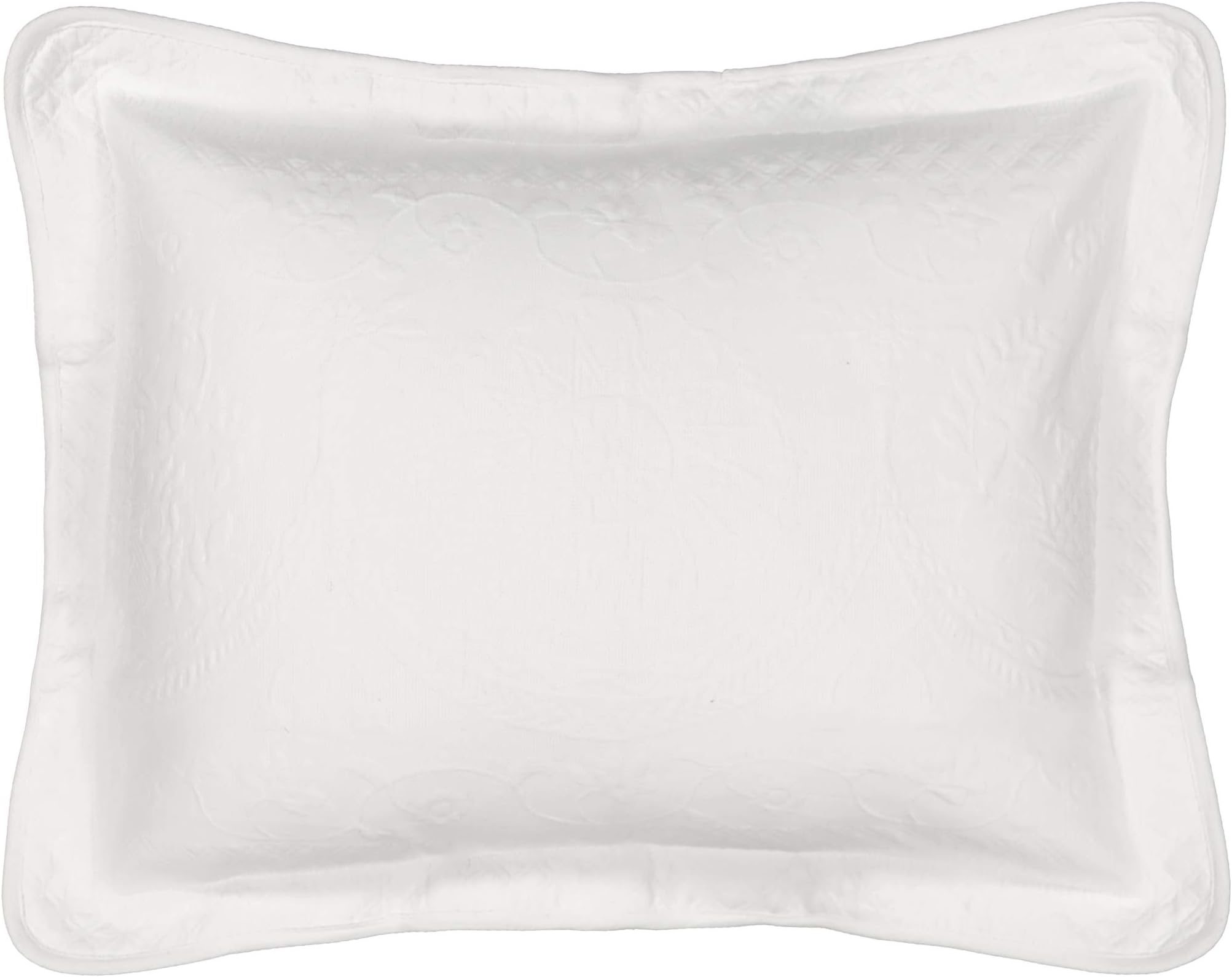 Historic Charleston King Charles Modern Farmhouse Floral Matelasse Decorative Pillowcase, 100% Cotton Breathable Bedding, King Sham (20" x 36"), White
