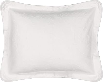 King Charles Modern Farmhouse Floral Matelasse Decorative Pillowcase, 100% Cotton Breathable Bedding, King Sham (20" x 36"), White