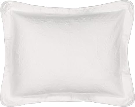 King Charles Modern Farmhouse Floral Matelasse Decorative Pillowcase, 100% Cotton Breathable Bedding, King Sham (20" x 36"), White