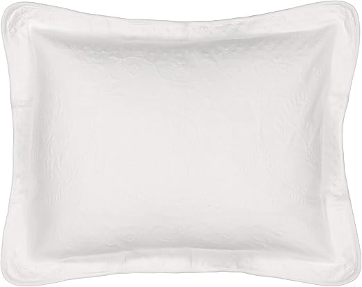 King Charles Modern Farmhouse Floral Matelasse Decorative Pillowcase, 100% Cotton Breathable Bedding, King Sham (20" x 36"), White