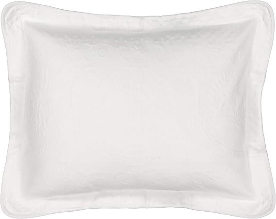 King Charles Modern Farmhouse Floral Matelasse Decorative Pillowcase, 100% Cotton Breathable Bedding, King Sham (20" x 36"), White