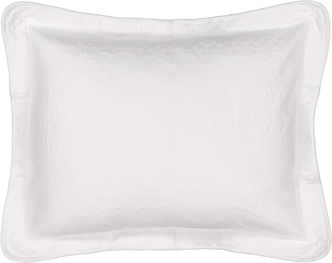 King Charles Modern Farmhouse Floral Matelasse Decorative Pillowcase, 100% Cotton Breathable Bedding, King Sham (20" x 36"), White