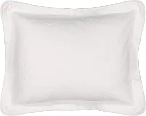 King Charles Modern Farmhouse Floral Matelasse Decorative Pillowcase, 100% Cotton Breathable Bedding, King Sham (20" x 36"), White